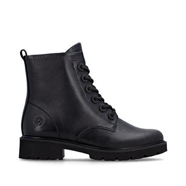 Remonte Laced Eylet Ankle Boot - Black Leather